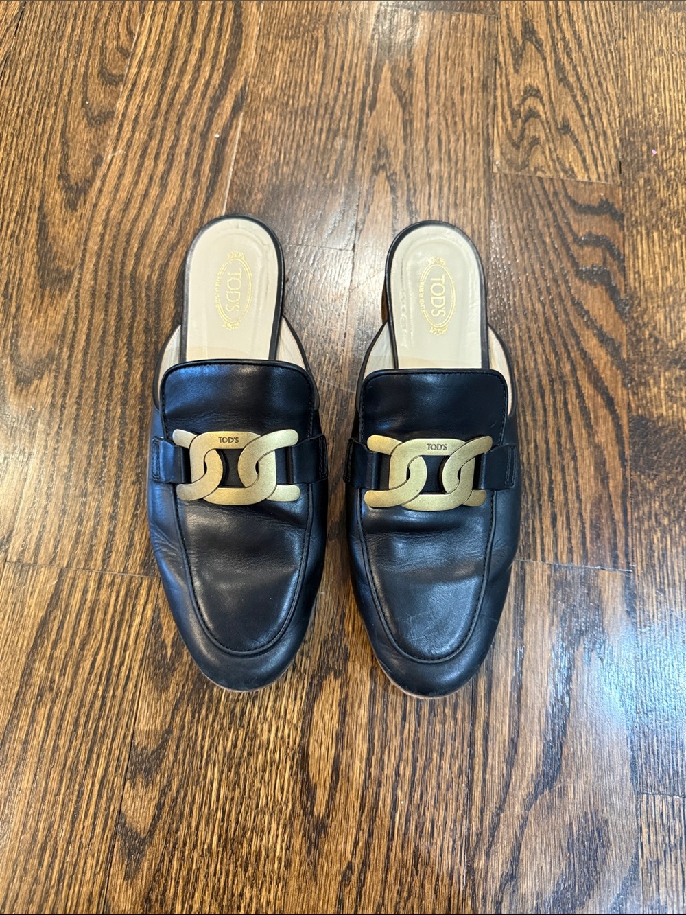 Todd Women's Sabot Black Slip on Leather Loafer Mules 39.5